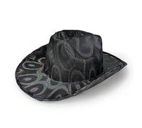 ZYMIADOU Blingbling - Sombrero de copa con estampado en caliente, estilo occidental, vaquera, ala grande, con purpurina, a la moda, festival musical, fiesta, accesorio de moda de vaquero