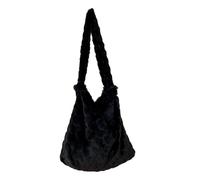 ZYMIADOU Bolsa de hombro para axilas, bolsa de hombro de gran capacidad, bolsa de felpa versátil, bolsa de invierno para axilas para niñas y mujeres, felpa, Black, One Size