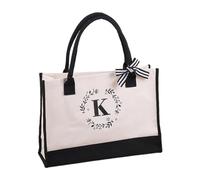 ZYMIADOU Bolsa de lona con inicial 2023 para llevar al hombro, para compras, versátil, de moda, gran capacidad, para niñas y mujeres, bolsa de lona con inicial, K, One Size