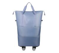 ZYMIADOU Bolsa deportiva con ruedas, impermeable, de color sólido, extensible, plegable, con gran capacidad de almacenamiento, gran capacidad ampliable, azul celeste, Mass Beauty