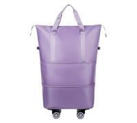 ZYMIADOU Bolsa deportiva con ruedas, impermeable, de color sólido, extensible, plegable, con gran capacidad de almacenamiento, gran capacidad ampliable, morado claro, Mass Beauty