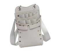 ZYMIADOU Bolsas ergonómicas organizadas para herramientas de peluquería, 7 bolsillos, con correa ajustable, clip para cinturón, para uso en salón, organizador de salón de belleza, White, One Size