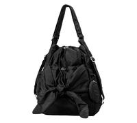 ZYMIADOU Bolso bandolera de nailon ligero con cordón para mujer, con correa ajustable, con cordón ajustable, Black, One Size