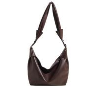 ZYMIADOU Bolso bandolera de piel sintética para mujer, estilo retro, de gran capacidad, con cremallera, con correa ajustable, de piel sintética, café, One Size