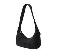 ZYMIADOU Bolso bandolera grande de nailon para mujer, estilo casual pero sofisticado, con amplio almacenamiento, versátil y de color sólido, Black, One Size