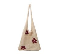 ZYMIADOU Bolso de hombro con diseño de flores caladas, transpirable, tejido amigable con las axilas, bolso de hombro para mujer, White, One Size