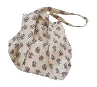 ZYMIADOU Bolso de mano de algodón de moda con patrón de flores, multiuso, gran capacidad, para mujeres, viajes, estudiantes, porta-libros de alta capacidad, Flores moradas en Be, One Size
