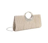 ZYMIADOU Bolso de mano plisado de satén con diamantes de imitación para mujer, fiesta de noche, correa de cadena, bolso de mano, bolso de mano, sofisticado bolso de mano para mujer