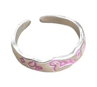 ZYMIADOU Bonitos anillos de graffiti de dinosaurios de dibujos animados, tamaño ajustable con decoraciones de estrellas coloridas para niñas, joyería de moda con estilos de garabatos, talla única