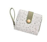 ZYMIADOU Cartera corta contemporánea con temática felina ligera de tela de poliuretano, portatarjetas portátil, accesorio portátil con bolsillo para monedas, Green