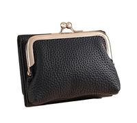 ZYMIADOU Cartera de piel sintética para mujer, con bolsillo para monedas y ventana transparente para cambiar tarjetas de crédito, cartera de cuero para mujer, Black, Mass Beauty