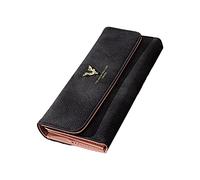 ZYMIADOU Cartera larga de moda para mujer, bolso de mano para teléfono, monederos para mujer, tarjetero de piel sintética para niñas, tarjetero para mujer, Black, Mass Beauty