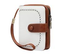 ZYMIADOU Carteras de cuero para mujer, cartera con bloqueo RFID, tarjetero de crédito con ventana transparente para mujer, White