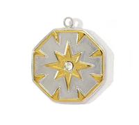 ZYMIADOU Colgante de acero inoxidable de doble color, diseño de corazón, estrella, mariposa, abejas, 11 opciones elegantes, alas lisas, dos tonos, corazón, estrella, luna, mariposa, abejas, talla