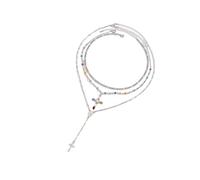 ZYMIADOU Collar con colgante cruzado de cristal ajustable, cadena de clavícula, joyería ligera para mujer, accesorios de moda, elegante joyería de fiesta, talla única, como se describe, como se