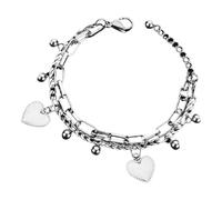 ZYMIADOU Corazón con cadena ajustable sofisticado adorno de doble pulsera para mujeres a la moda, talla única, como se describe