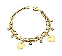 ZYMIADOU Corazón con cadena ajustable sofisticado adorno de doble pulsera para mujeres a la moda, talla única, como se describe