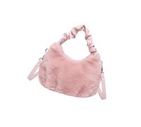 ZYMIADOU Elegante bolso de hombro de felpa peluda para mujer, con asa plisada, correa ajustable, para uso diario en invierno o trabajo, bolso de hombro de felpa peluda, a, One Size
