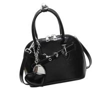 ZYMIADOU Elegante bolso de hombro de piel sintética para mujer, bolso cruzado con colgante, bolso compacto para negocios, ocasiones informales, bonito bolso de hombro para mujer, Black, One Size