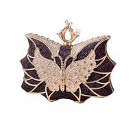 ZYMIADOU Elegante bolso de noche con flores y mariposas con diamantes de imitación, bolso de hombro para cóctel, boda y fiestas, accesorios de novia, Purple, One Size