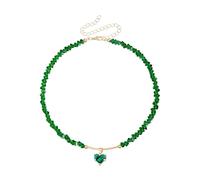 ZYMIADOU Elegante collar con símbolo de amor con detalles de cristal y delicadas cuentas de cristal, cadena de cuello, ideal para el uso diario, collar ligero, talla única, como se describe, como se