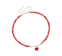 ZYMIADOU Elegante collar con símbolo de amor con detalles de cristal y delicadas cuentas de cristal, cadena de cuello, ideal para el uso diario, collar ligero, talla única, como se describe, como se