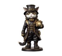 ZYMIADOU Estatua artística vintage de gatos victorianos, resinas, inventor, gatito, figura para estanterías, salpicaderos, exhibición de vacaciones, resinas temáticas de Halloween