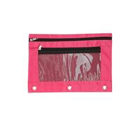 ZYMIADOU Estuche escolar con doble cremallera para lápices, archivos, 3 anillas, estuche para gomas de borrar, marcadores, tijeras, rosa roja