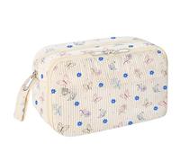 ZYMIADOU Estuche multifunción con múltiples compartimentos, organizador de lápices de tela, bolsa de almacenamiento de cosméticos para estudiantes y adultos, organizador de lápices espacioso, Flores