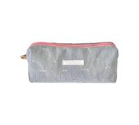 ZYMIADOU Estuche organizador de lápices con lazo de alta capacidad, para cosméticos, para estudiantes, mujeres, niñas, de poliéster suave, organizador de algodón, azul claro