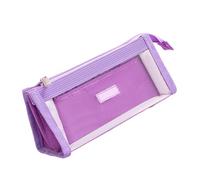 ZYMIADOU Estuche para lápices de alta capacidad, 2 compartimentos, bolsa transparente, organizador portátil, organizador de viaje para maquillaje, Purple, Mass Beauty