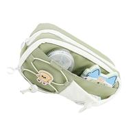 ZYMIADOU Estuche para lápices de gran capacidad, 8 compartimentos, de poliéster, para viaje, maquillaje, escuela, oficina, viajes, uso elegante para adolescentes y profesionales, Green, Mass Beauty