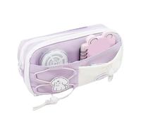 ZYMIADOU Estuche para lápices de gran capacidad, 8 compartimentos, de poliéster, para viaje, maquillaje, escuela, oficina, viajes, uso elegante para adolescentes y profesionales, Purple, Mass Beauty