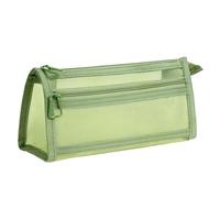 ZYMIADOU Estuche transparente para lápices de doble capa, bolsas de malla, bolsa de malla de gran capacidad, suministros de vuelta a la escuela para niñas, suministros de doble capa, malla