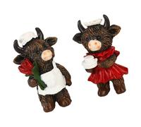 ZYMIADOU Figuras de vaca de las Tierras Altas escocesas, estatua de vaca de las Tierras Altas, decoración de estante de mesa, adorno de manualidades para decoración del hogar y la oficina