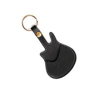 ZYMIADOU Funda protectora multiusos para púas de guitarra, funda protectora para púas de guitarra de cuero con llavero, Black