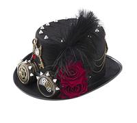 ZYMIADOU Gafas retro con cadena de rosas oscuras, sombrero steampunk, sombrero steampunk, para Halloween con equipo, parte superior victoriana para Halloween, Navidad, sombreros para mujeres y hombres
