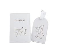 ZYMIADOU Hot Stamping The World Map - Funda para pasaporte de viaje con soporte para etiquetas de equipaje, organizador de pasaporte de viaje para hombre, White, Mass Beauty