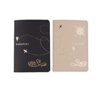 ZYMIADOU Juego de 2 fundas de piel sintética para pasaportes, fundas protectoras portátiles para viajes de negocios y vacaciones, regalo esencial para parejas, Cfand Kh, Pointer, Mass Beauty