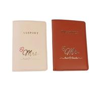 ZYMIADOU Juego de 2 fundas de piel sintética para pasaportes, fundas protectoras portátiles para viajes de negocios y vacaciones, regalo esencial para parejas, Cfand Kh, Love version, Mass Beauty