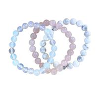 ZYMIADOU Juego de 3 pulseras de cuentas coloridas para mujer, piedras preciosas naturales, ajustables, elásticas, joyería holística de bienestar, talla única, como se describe