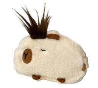 ZYMIADOU Lovely Capybaras - Estuche de peluche resistente y suave, organizador de compartimentos multiusos para suministros escolares y de viaje, contenedor de papelería, crema, Talla única