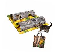 ZYMIADOU Natural Plan - Túnel de gato y tapete de descanso para jugar, esconder y resaltar el sueño, 4 cavidades, flexible, lavable a máquina, 40 x 47 pulgadas, juguete de búsqueda de escondite