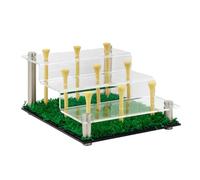 ZYMIADOU Organizador de 9 pelotas de golf de acrílico transparente, diseño de escalera con base de césped artificial para almacenamiento decorativo seguro, soporte de exhibición de pelotas de golf con
