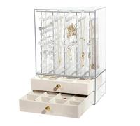 ZYMIADOU Organizador de joyas acrílico con múltiples compartimentos, caja de cinco capas para collares, aretes, anillos, pulseras, organizador de gran capacidad