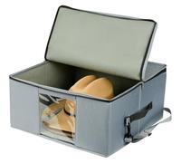 ZYMIADOU Práctica caja para sombreros con bolsillos de malla y ventana transparente, diseño plegable para sombreros de ala ancha, almacenamiento de viaje, organizador, gris, One Size