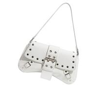 ZYMIADOU Sofisticado bolso de hombro de piel sintética con tachuelas para mujer, bolso de hombro moderno para axilas para varias ocasiones, bolso multifuncional, White, One Size