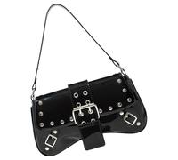 ZYMIADOU Sofisticado bolso de hombro de piel sintética con tachuelas para mujer, bolso de hombro moderno para axilas para varias ocasiones, bolso multifuncional, Black, One Size