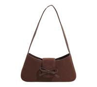 ZYMIADOU Sofisticado bolso de hombro en C con detalle de lazos, bolso de mano de cuero para axilas para múltiples ocasiones, Brown, One Size