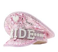 ZYMIADOU Sombrero de letra de diamantes de imitación para novia, cosplay, lentejuelas brillantes, actuaciones en escenario, accesorios militares, fiesta para boda